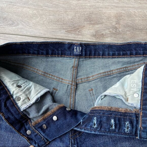 Gap  Dark Indigo High Rise 3in Button-fly Denim Shorts - Picture 7 of 11